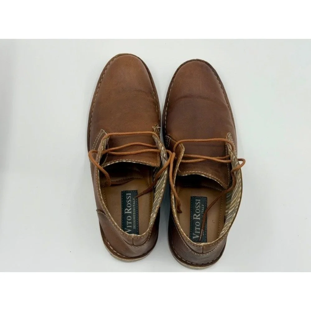 Vito‎ Rossi Mens Brown Leather Chukka Boots Lace Up Casual Fashion Shoes